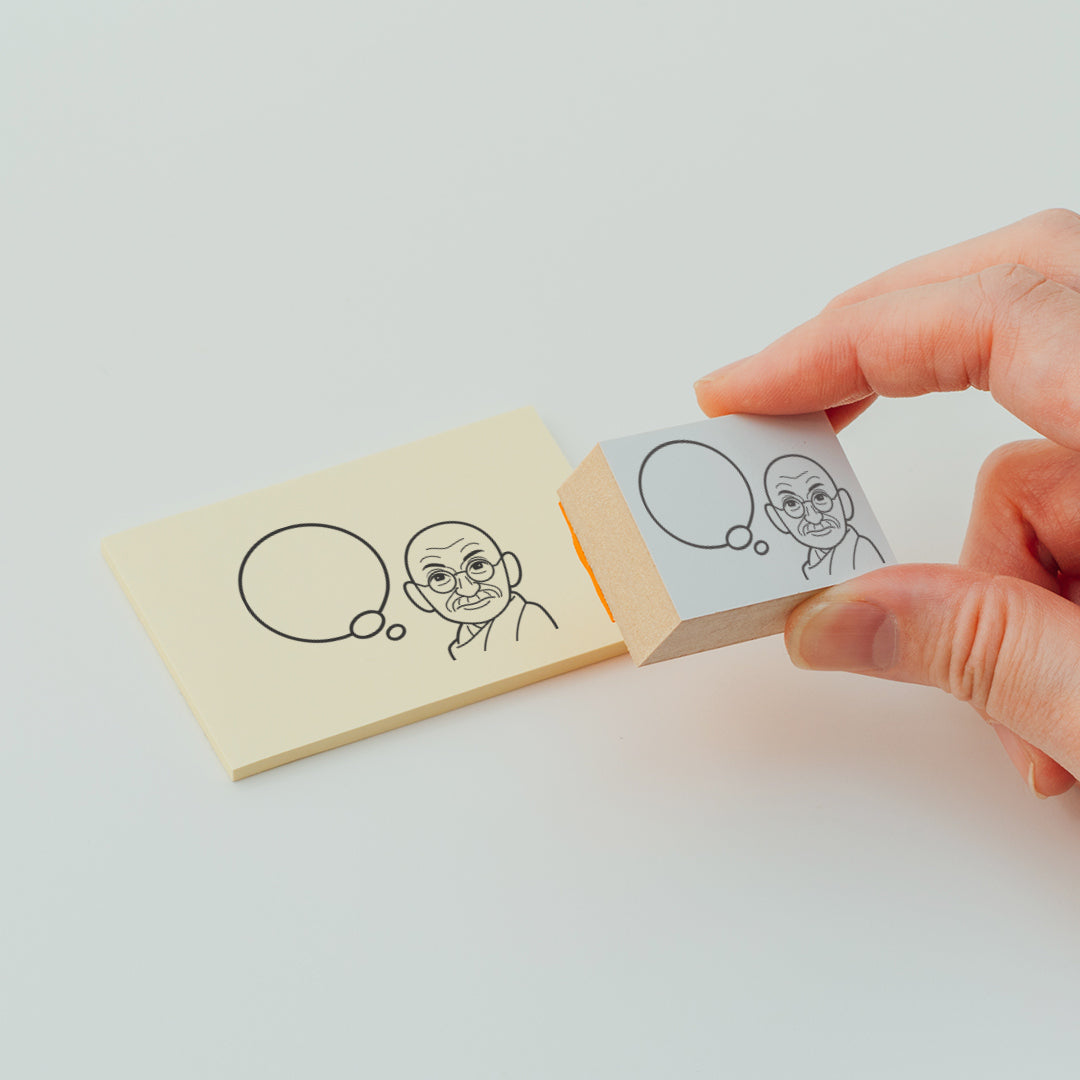 KAIUN-DO 偉人ひとこと物申す！ガンジーのイラストにふきだしが付いたひとことゴム印