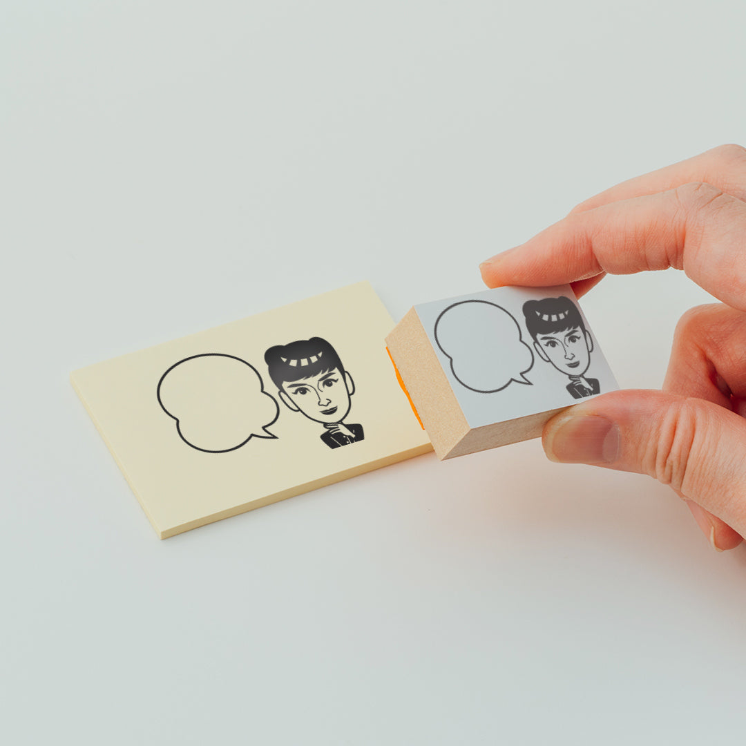 KAIUN-DO 偉人ひとこと物申す！ オードリー・ヘプバーンのイラストにふきだしが付いたひとことゴム印
