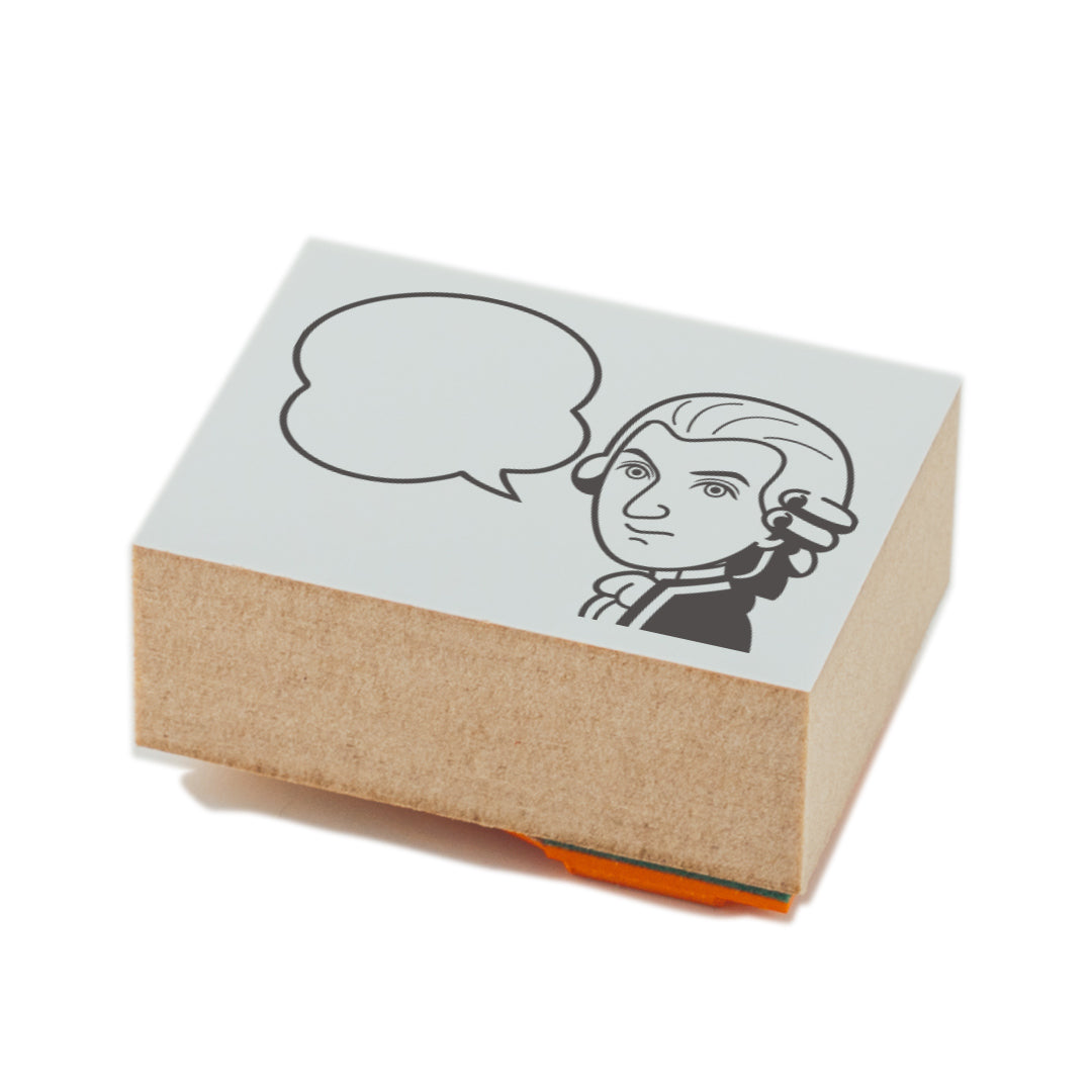 KAIUN-DO 偉人ひとこと物申す！ モーツァルトのイラストにふきだしが付いたひとことゴム印