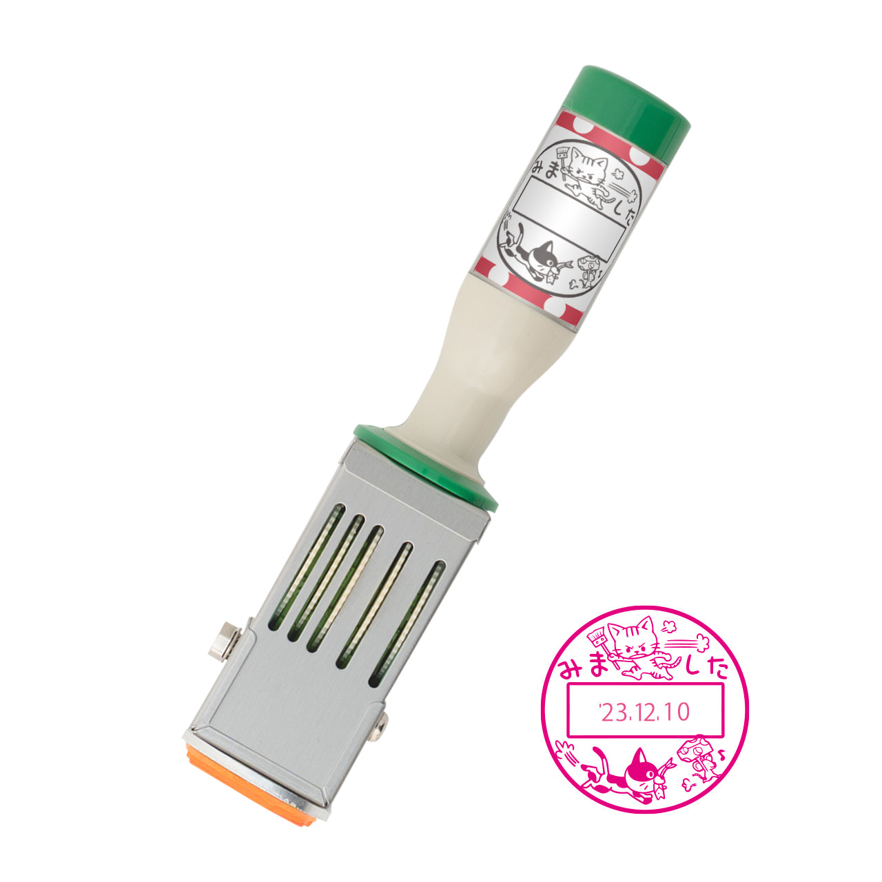 KAIUN-DO 日付入り先生スタンプ『追っかけネコ01』| 24mm 評価スタンプ