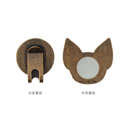 スマイルマーカー チワワ｜口が動く！犬＆猫のかわいいゴルフマーカー【アンティーク風／可動ギミック／ギフト向け】