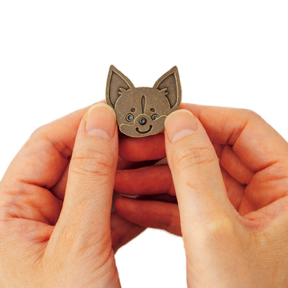 スマイルマーカー チワワ｜口が動く！犬＆猫のかわいいゴルフマーカー【アンティーク風／可動ギミック／ギフト向け】
