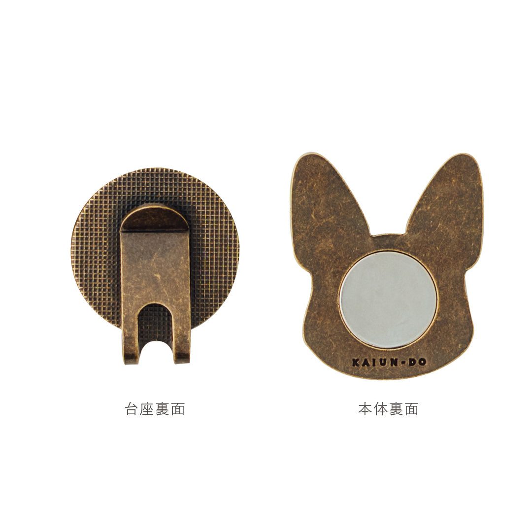 スマイルマーカー フレンチブルドック｜口が動く！犬＆猫のかわいいゴルフマーカー【アンティーク風／可動ギミック／ギフト向け】