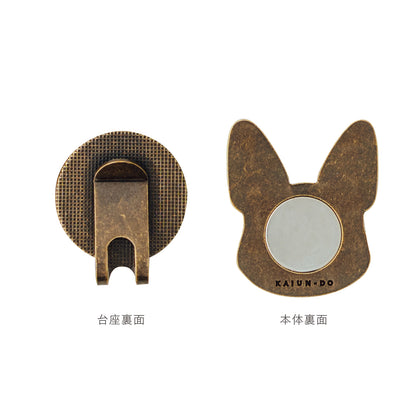 スマイルマーカー フレンチブルドック｜口が動く！犬＆猫のかわいいゴルフマーカー【アンティーク風／可動ギミック／ギフト向け】