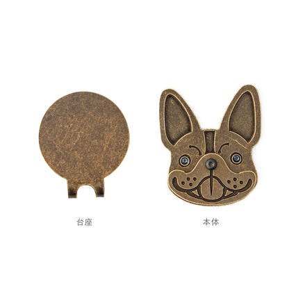 スマイルマーカー フレンチブルドック｜口が動く！犬＆猫のかわいいゴルフマーカー【アンティーク風／可動ギミック／ギフト向け】