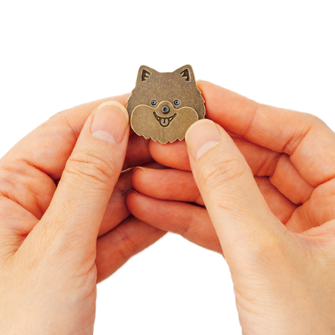 スマイルマーカー ポメラニアン｜口が動く！犬＆猫のかわいいゴルフマーカー【アンティーク風／可動ギミック／ギフト向け】