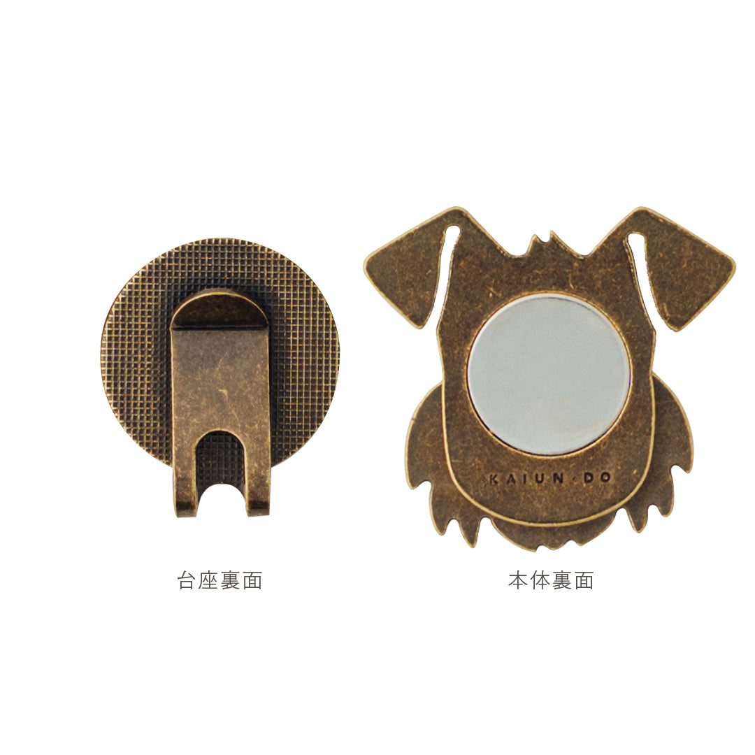 スマイルマーカー シュナウザー｜口が動く！犬＆猫のかわいいゴルフマーカー【アンティーク風／可動ギミック／ギフト向け】