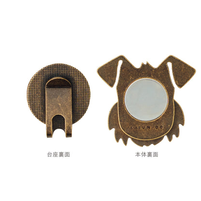 スマイルマーカー シュナウザー｜口が動く！犬＆猫のかわいいゴルフマーカー【アンティーク風／可動ギミック／ギフト向け】